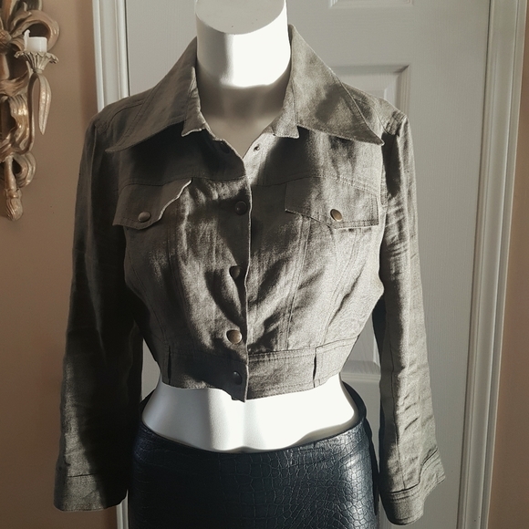 Echo Jackets & Blazers - ❤Echo❤ Linen crop jacket